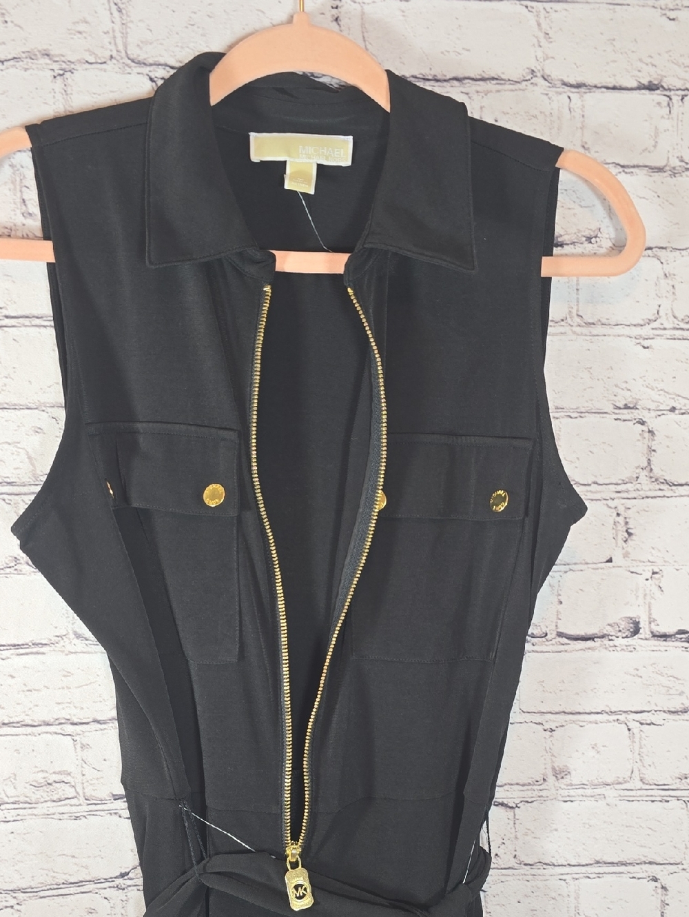 MICHAEL Michael Kors Black Cropped Jumpsuit with Gold Hardware Size M NWOT - Picture 8 of 12